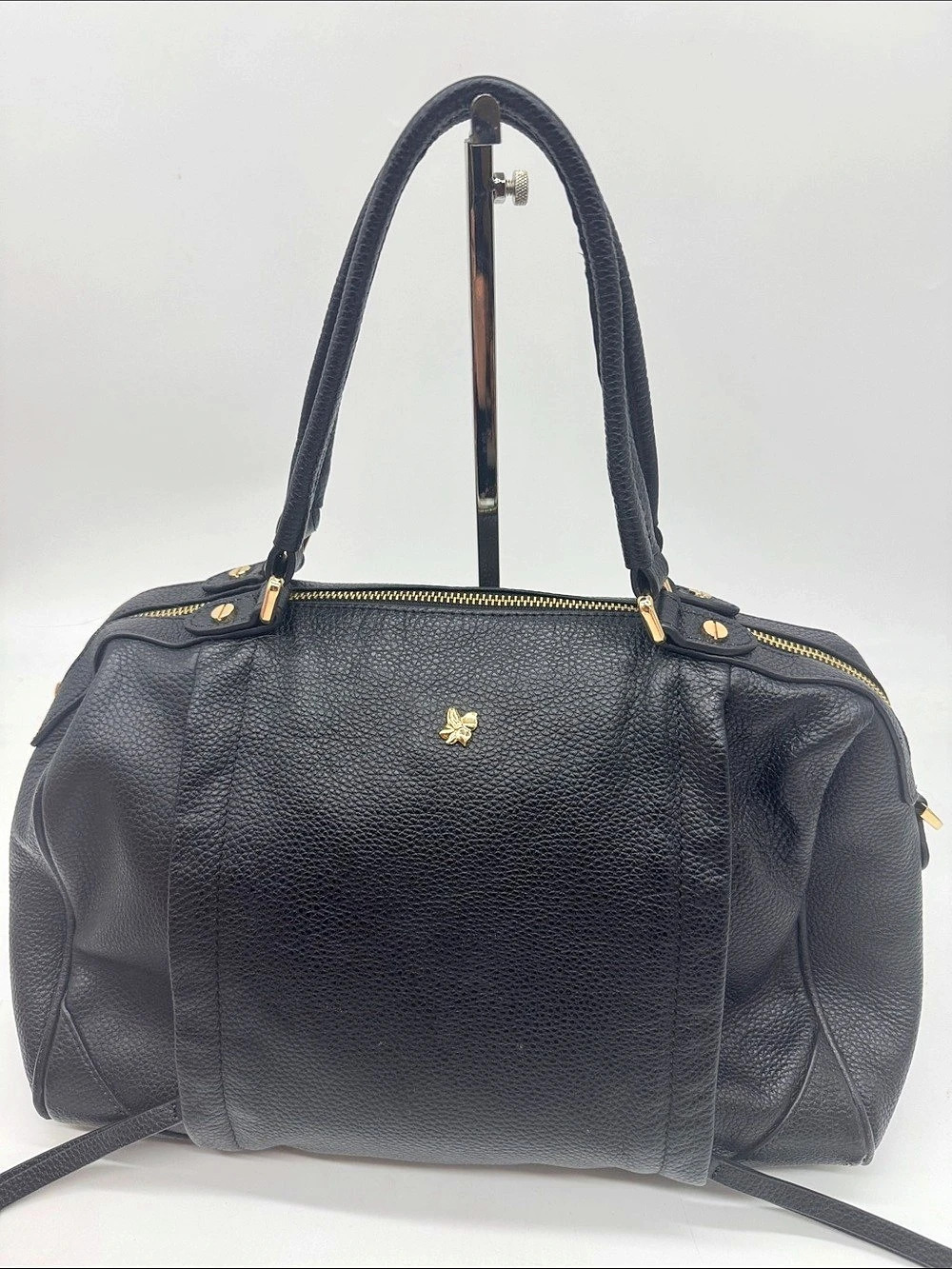 Ora Delphine Black Leather Satchel